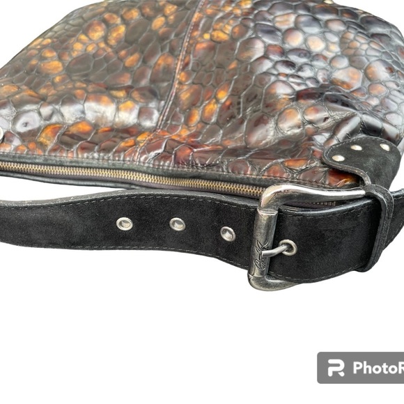 Donald J. Pliner Made In Italy Patent Embossed Croc Hobo Bag - Picture 4 of 16